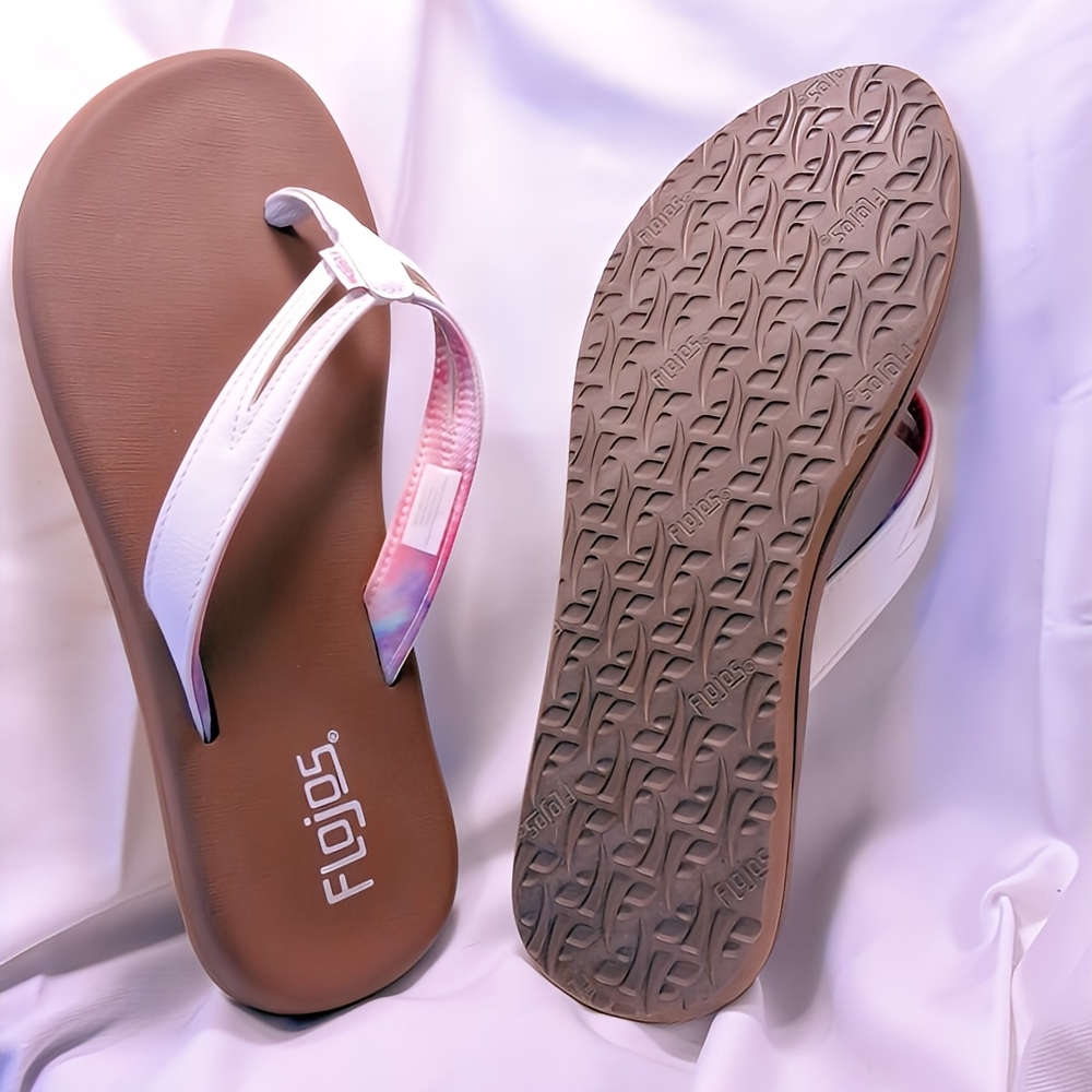 Flijo Brown Flip-Flops with Tie-Dye Straps - Size 9